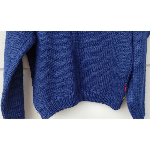 Jamie Scott Women's Knitted by Hand Ramie Wool Sweater Navy Blue Fair Isle S - Picture 9 of 10